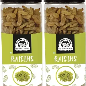 Kismis Wonderland Foods 1Kg (500g X 2) Plain Seedless Green Raisin (Kishmish) Dried Grapes